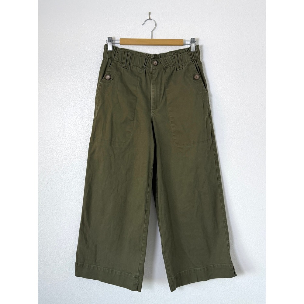Democracy Olive Green Wide Leg Trousers Elastic Gathered High Waist Pant Size 10